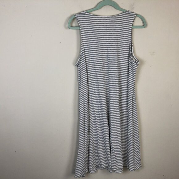 Old Navy L Shift Dress Stretch Pullover Womens Striped Sleeveless Knit A-Line - Picture 5 of 8